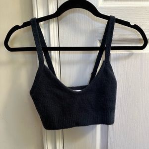 Zara blue fuzzy crop top